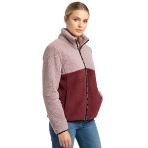 Lucky Brand Wine/Muave Colorblock Lightweight Faux Shearling Jacket, M
